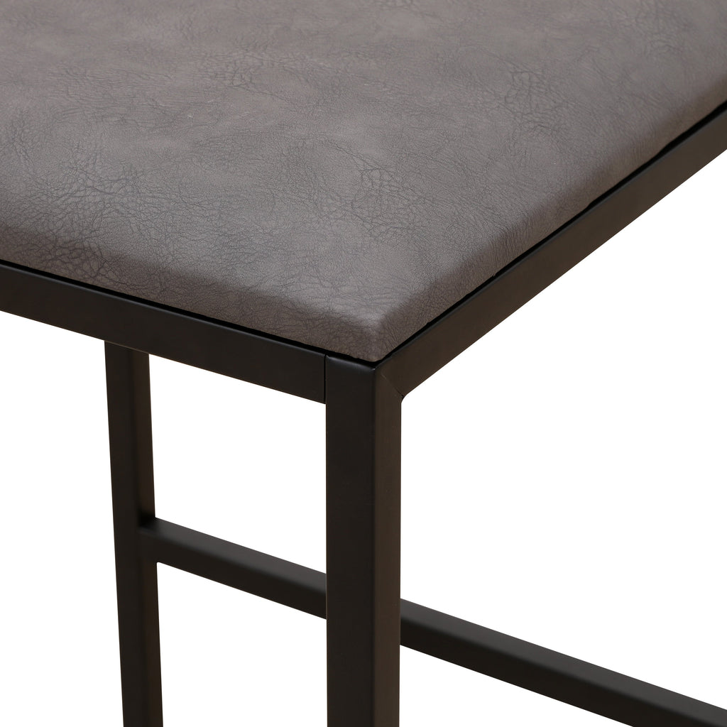 Set of 2 Counter Height Barstools Kitchen Island Stools (Gray with Back)