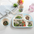 5pcs/set Baby Dinnerware Bamboo Fiber Children Tableware Set Plate Dishes Bowl With Spoon Cartoon Feeding Set Food Container