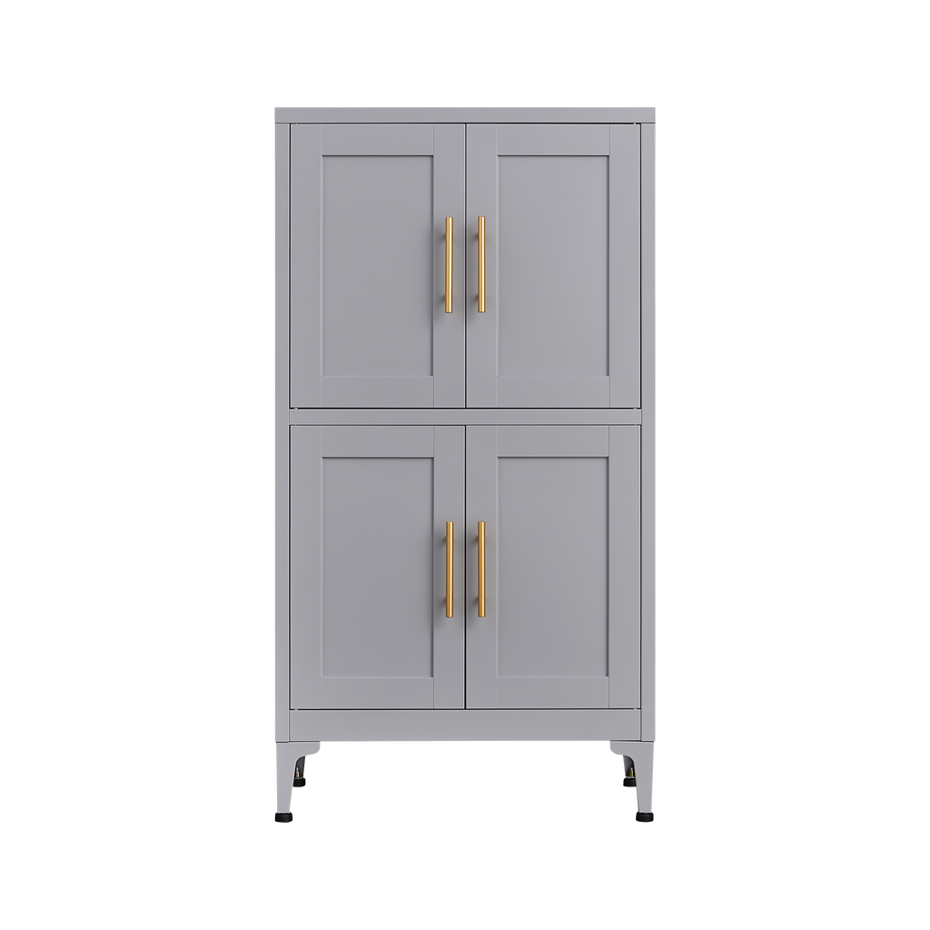 Grey metal kitchen storage cabinet, kitchen pantry storage cabinet