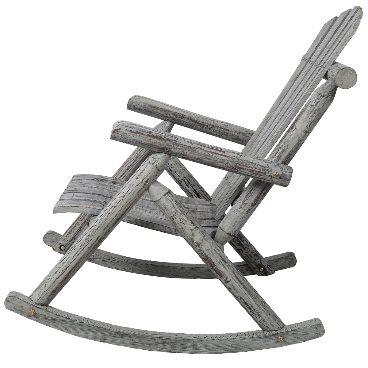 Durable Wooden Porch Rocker, Fir Log Rocking Chair