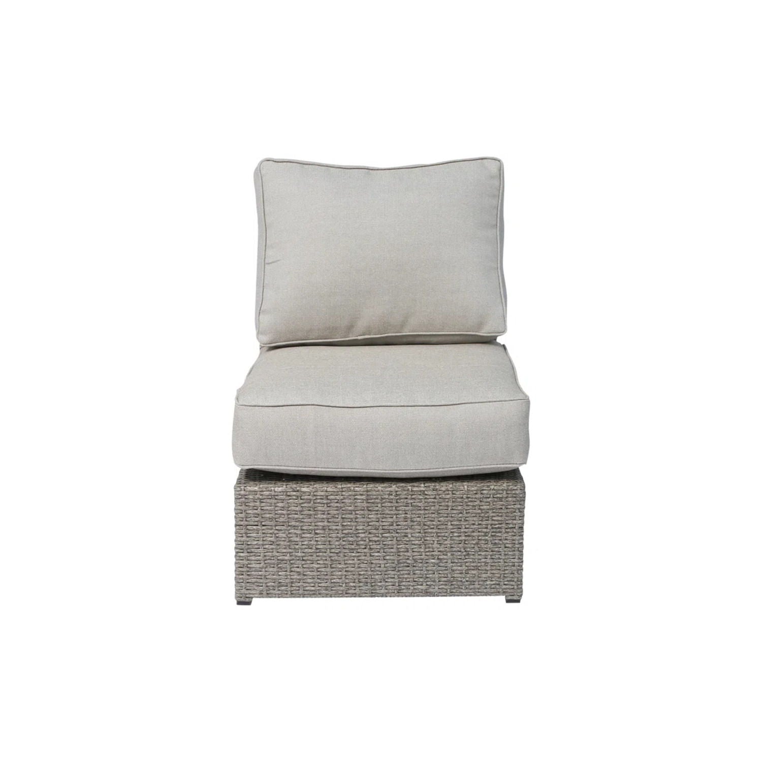 Outdoor Wicker Sectional With Weather Resistant Cushions And Table