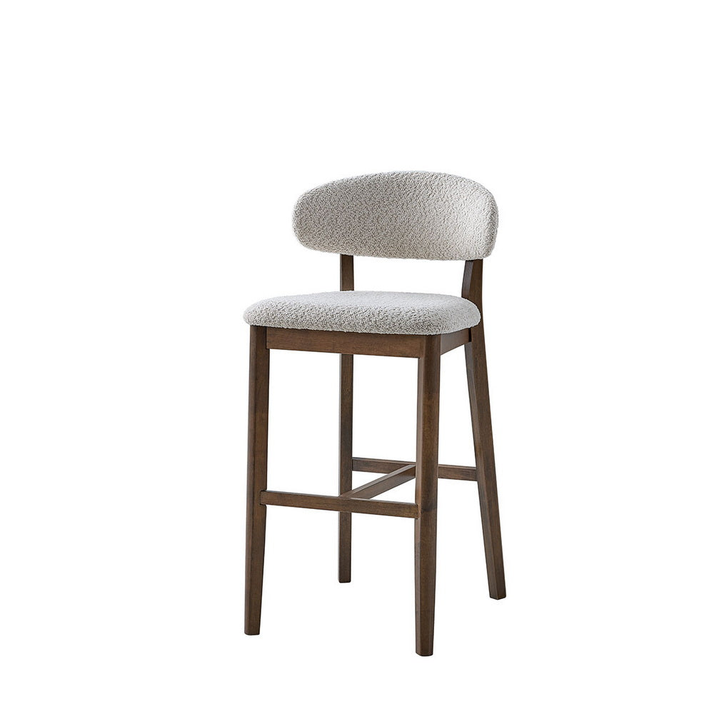 ACTU Bar Stools Set of 2, 30” Upholstered Bar Height Stools, Solid Wood, Mid-Century Modern