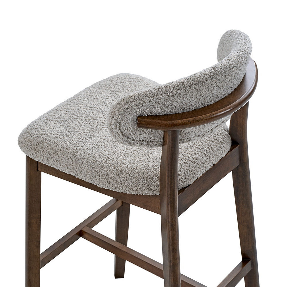 ACTU Bar Stools Set of 2, 30” Upholstered Bar Height Stools, Solid Wood, Mid-Century Modern