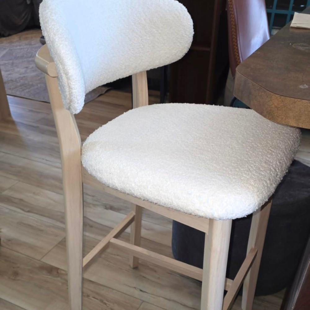 ACTU Bar Stools Set of 2, 30” Upholstered Bar Height Stools, Solid Wood, Mid-Century Modern