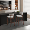 ACTU Bar Stools Set of 2, 30” Upholstered Bar Height Stools, Solid Wood, Mid-Century Modern