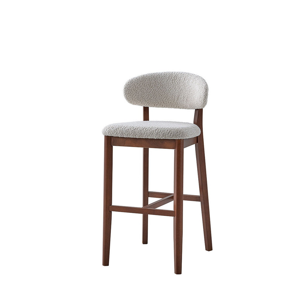 ACTU Bar Stools Set of 2, 30” Upholstered Bar Height Stools, Solid Wood, Mid-Century Modern