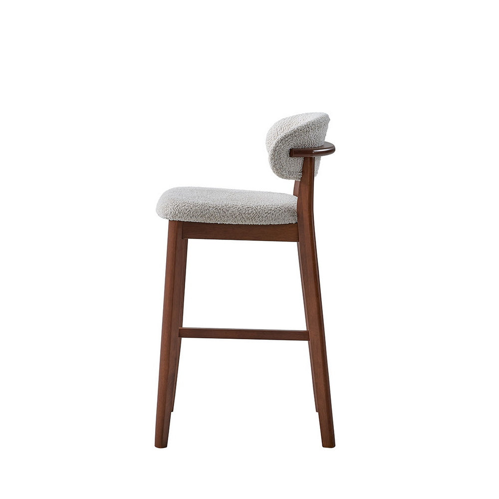 ACTU Bar Stools Set of 2, 30” Upholstered Bar Height Stools, Solid Wood, Mid-Century Modern