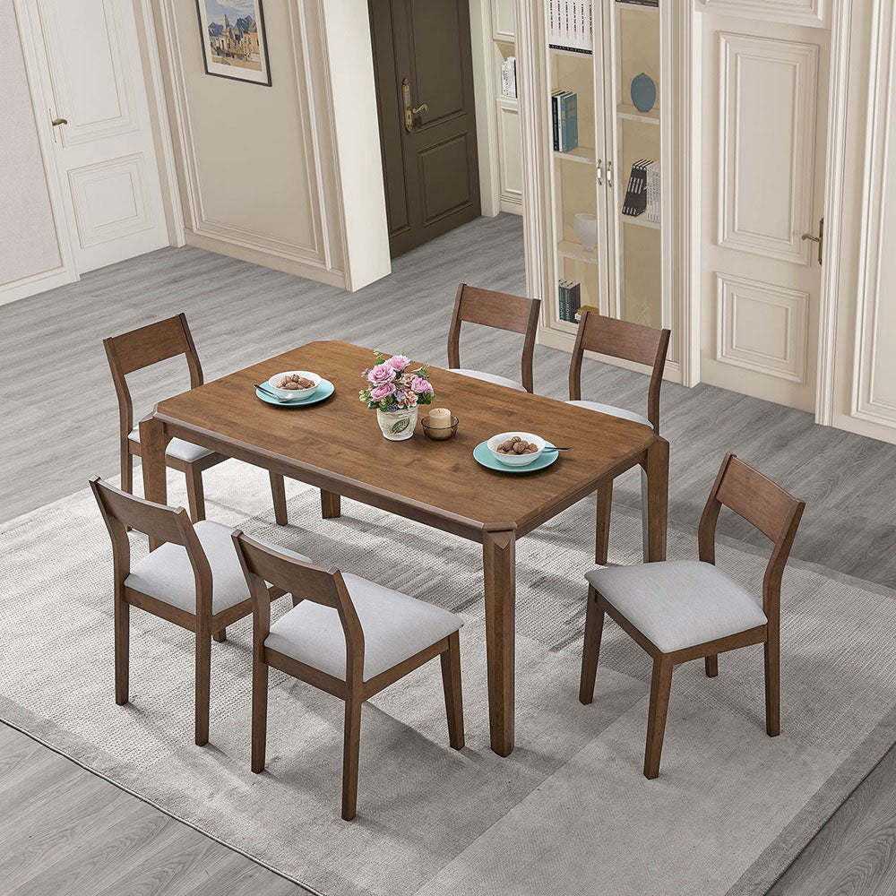 ACTU 59” Solid Wood Mid-Century Modern Dining Table Set for Small Spaces (Seats 4–6)