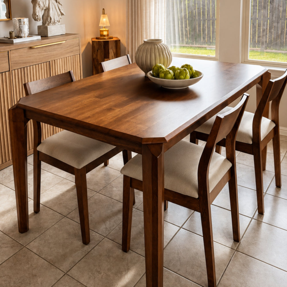 ACTU 59” Solid Wood Mid-Century Modern Dining Table Set for Small Spaces (Seats 4–6)