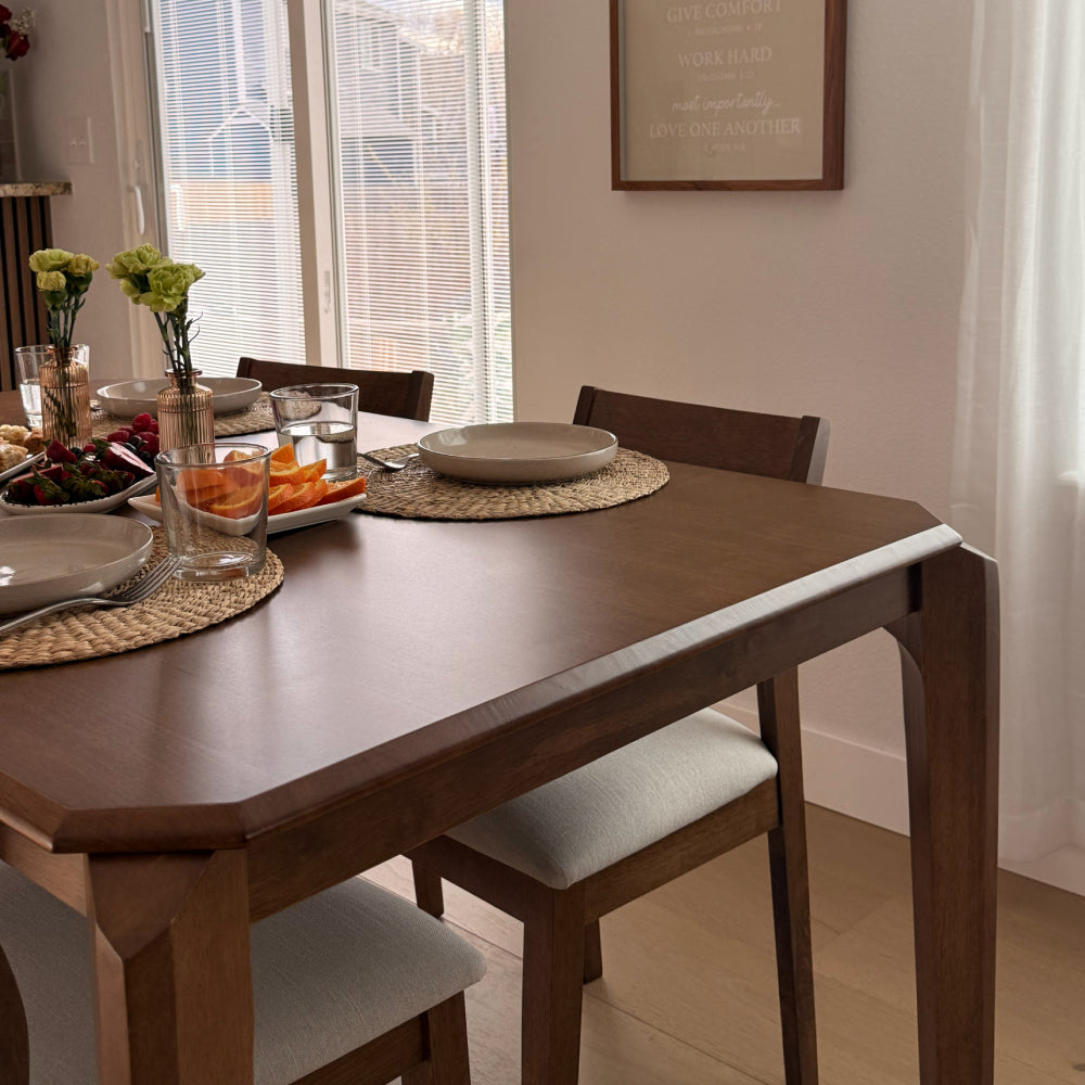 ACTU 59” Solid Wood Mid-Century Modern Dining Table Set for Small Spaces (Seats 4–6)