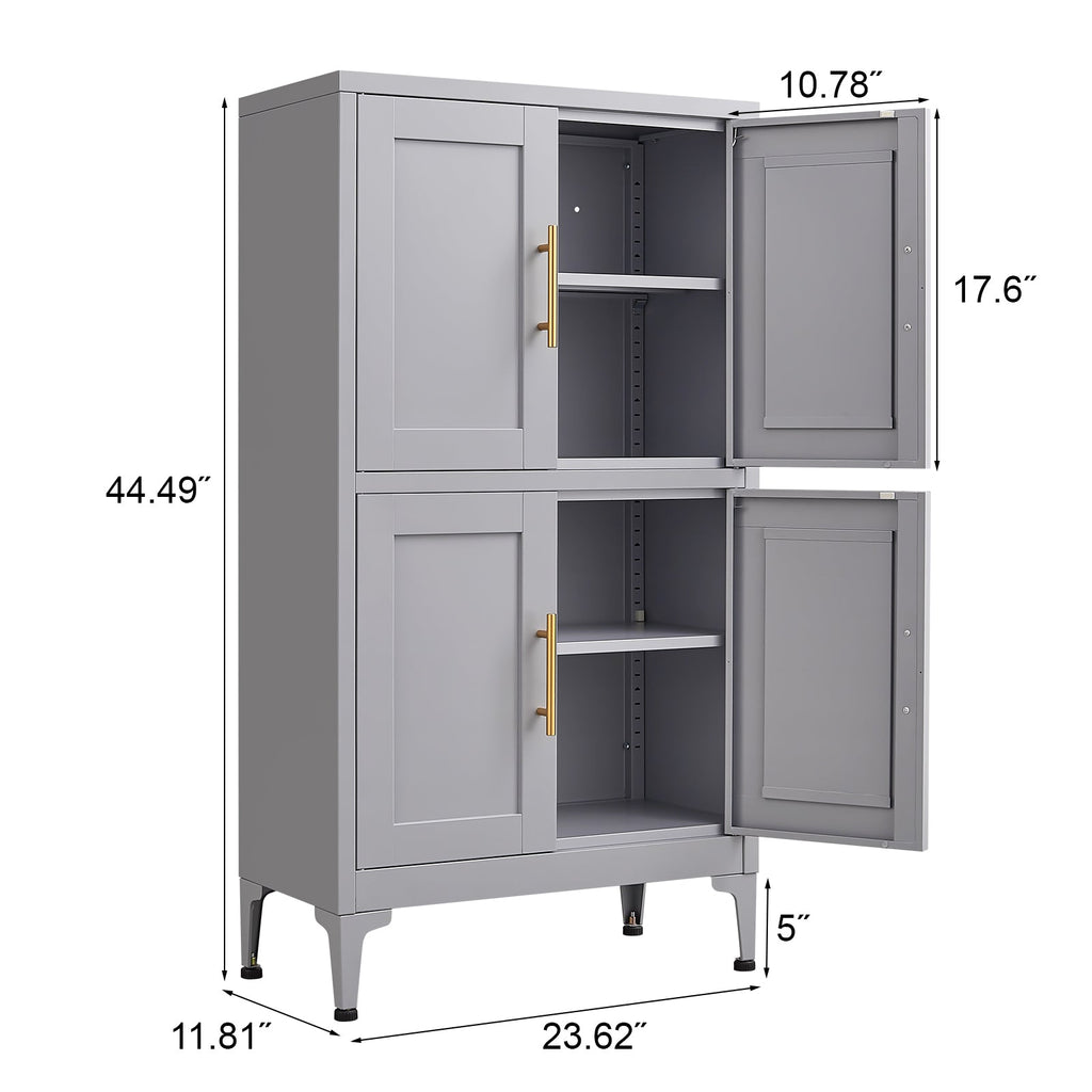Grey metal kitchen storage cabinet, kitchen pantry storage cabinet