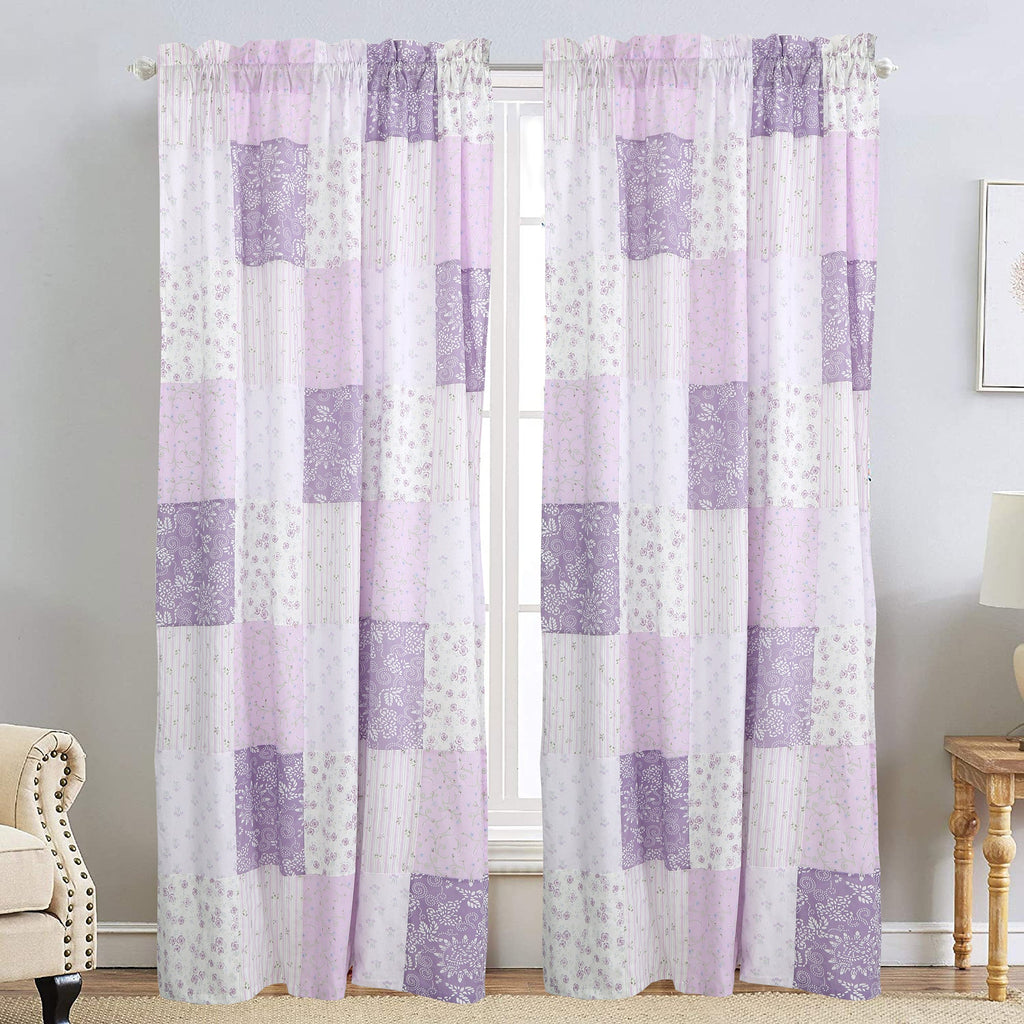 Love of Lilac Lavender Floral Patchwork Purple Window Curtain Panel/Drapes