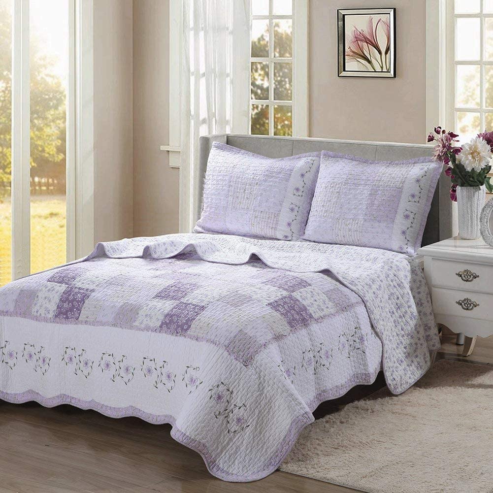 Love of Lilac Lavender Floral Patchwork Purple Window Curtain Panel/Drapes
