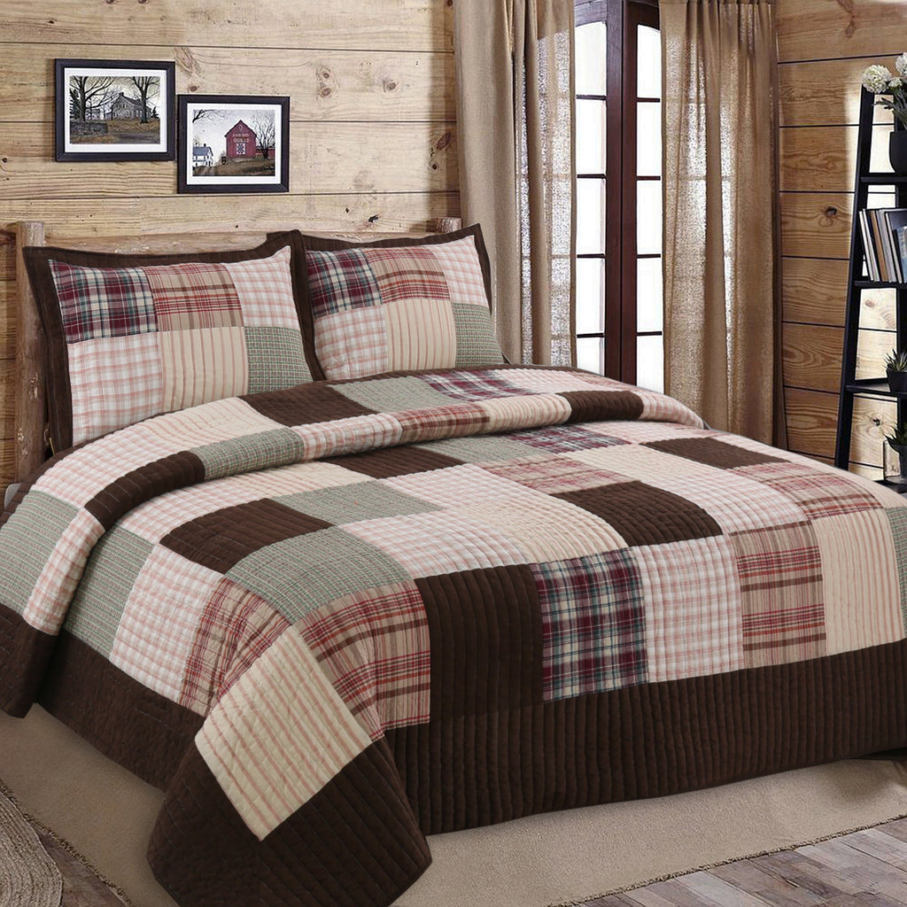 Jakob Plaid Brody Brown Striped Patchwork Window Curtain Panel/Drapes