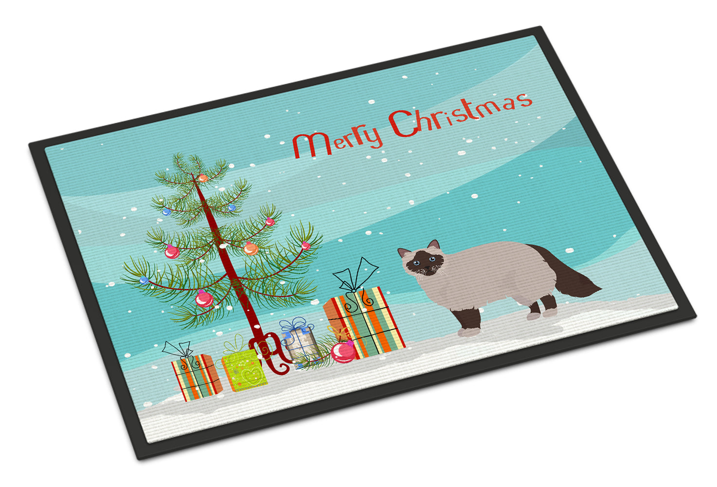 Birman Cat Merry Christmas Doormat - 24x36Indoor/Outdoor Rug with Artistic Flair
