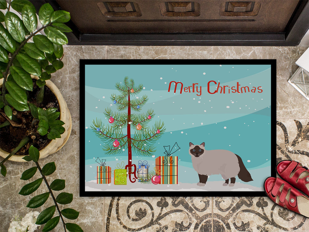 Birman Cat Merry Christmas Doormat - 24x36Indoor/Outdoor Rug with Artistic Flair