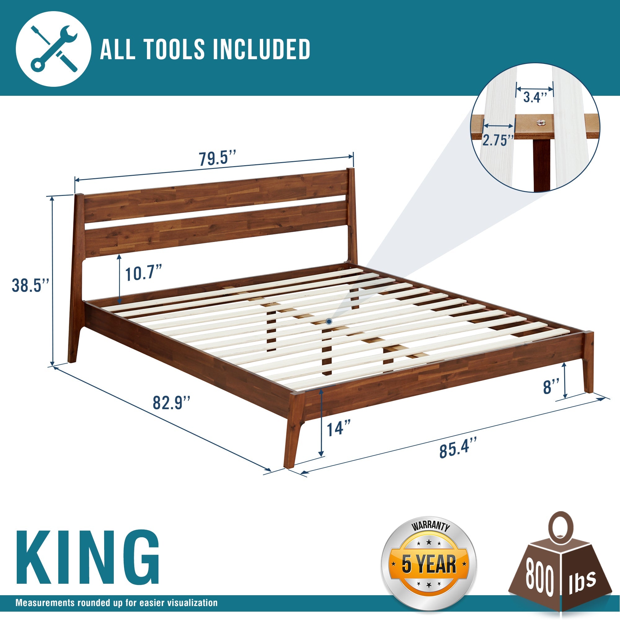 Callisto Solid Wood Bed Frame