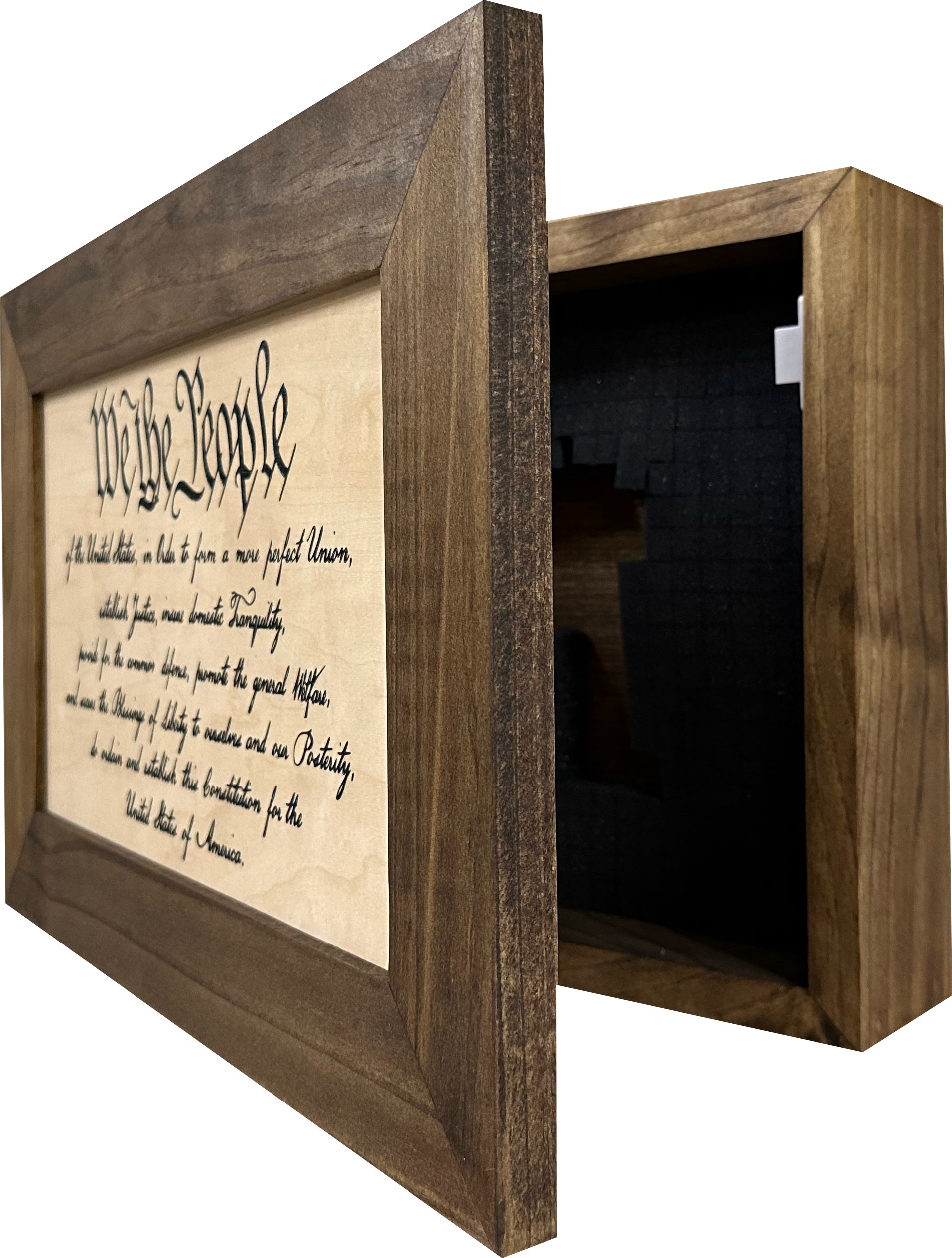 We The People Constitution Gun Concealment Furniture - Handcrafted Hidden Gun Storage Wall Decor - Hidden Safe Furniture with Magnetic Lock for Quick Access & Storage - Made in USA