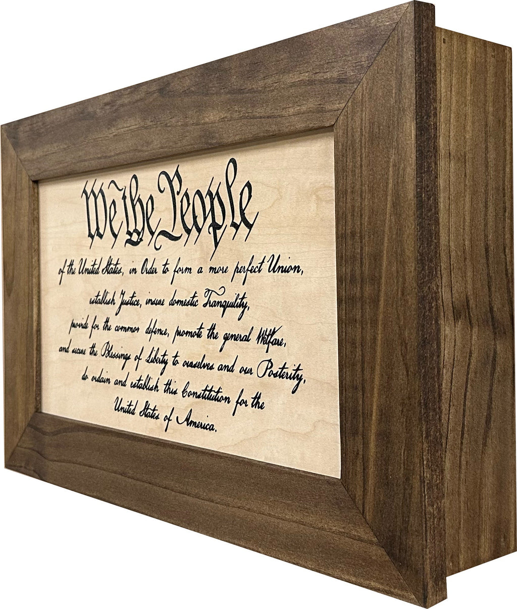 We The People Constitution Gun Concealment Furniture - Handcrafted Hidden Gun Storage Wall Decor - Hidden Safe Furniture with Magnetic Lock for Quick Access & Storage - Made in USA