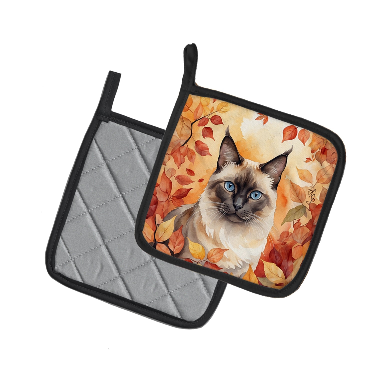 Birman Cat in Fall Leaves Pot Holders - Set of 2