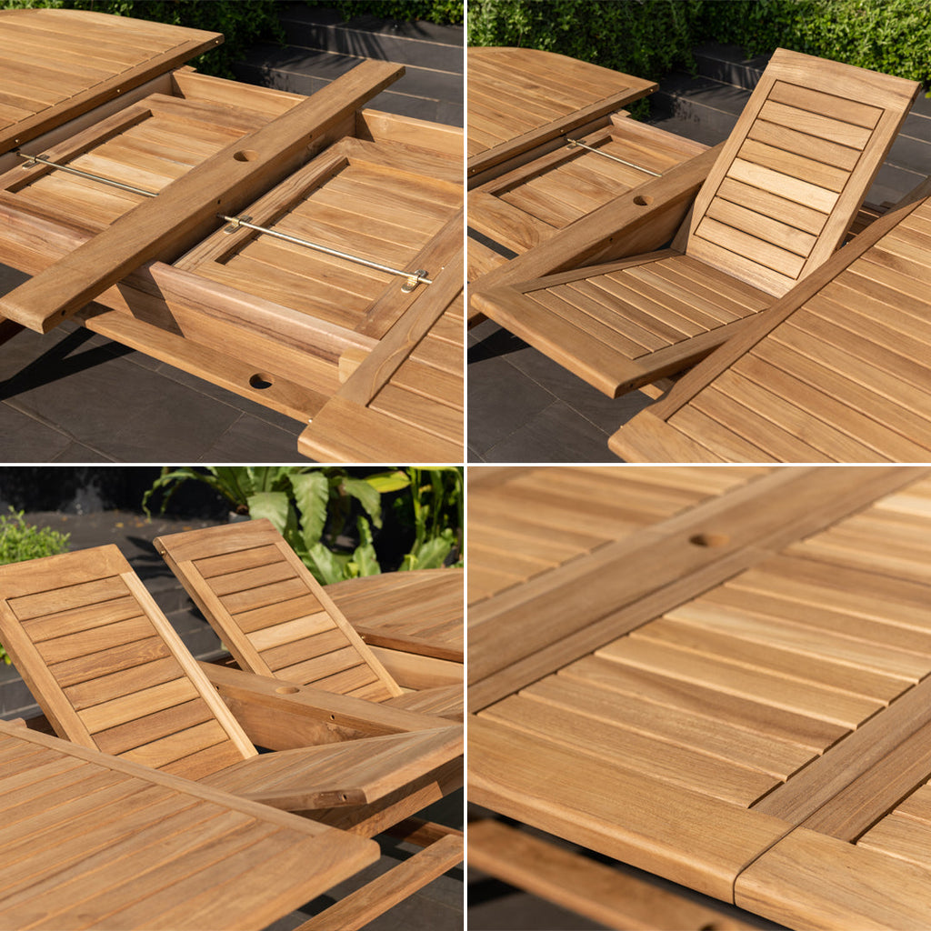 Julien FSC Certified Teak Wood Outdoor Patio Extendable Dining Set