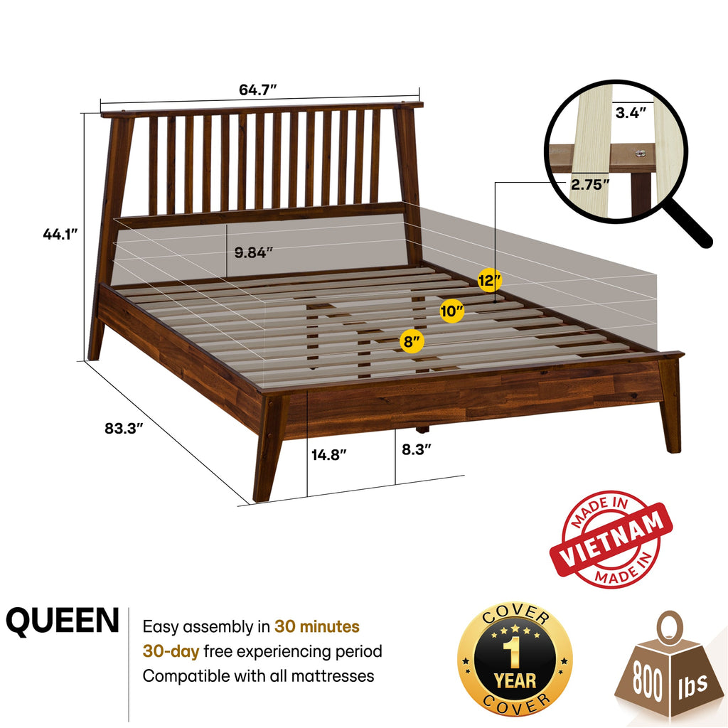 Kaylin Solid Wood Bed Frame