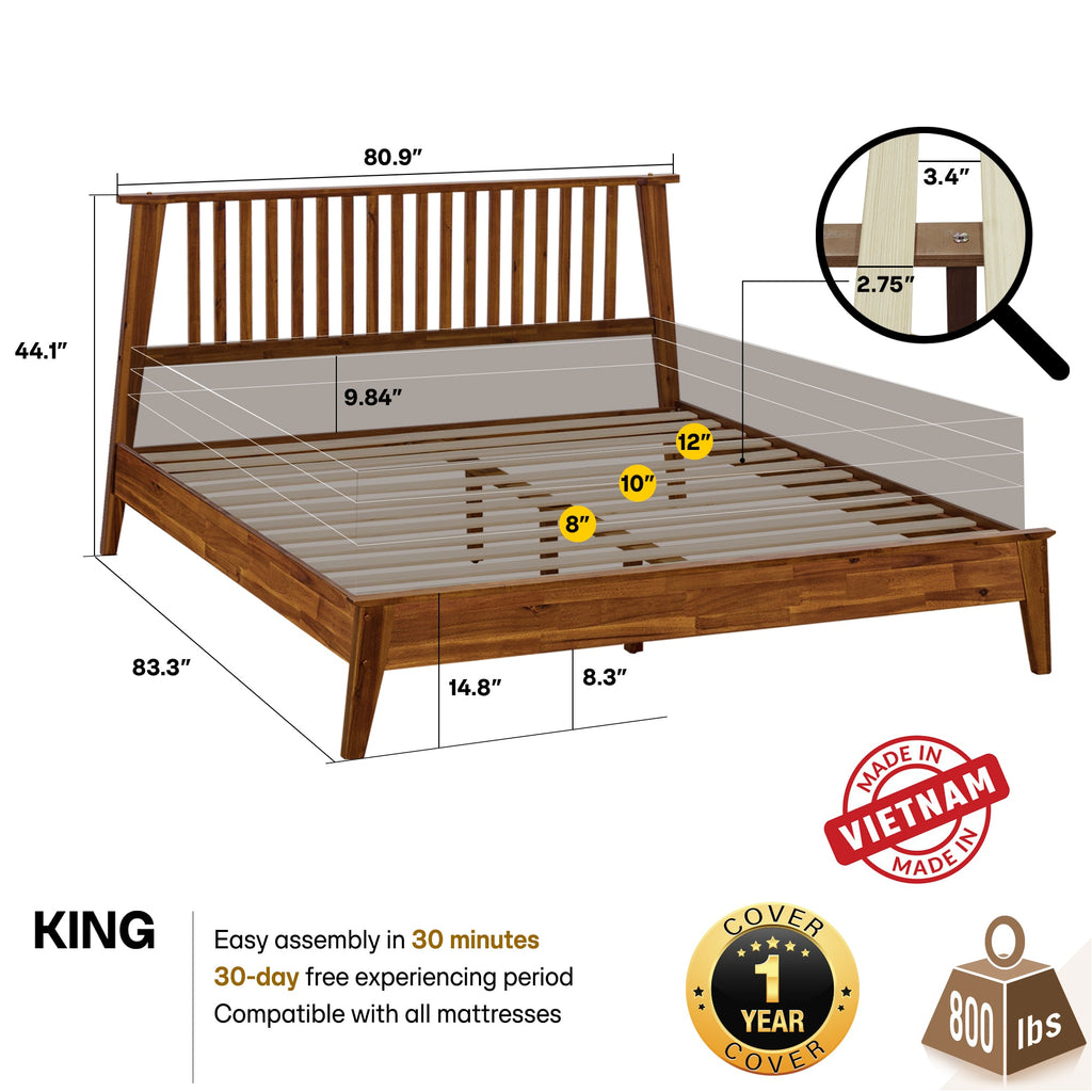 Kaylin Solid Wood Bed Frame