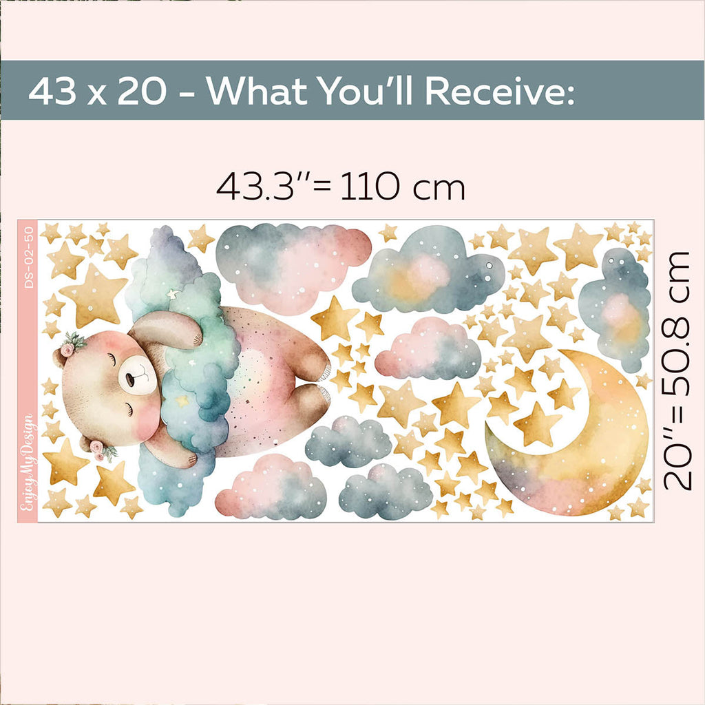 Kids Wall Decal Cute Sleepy Bear Wall Sticker