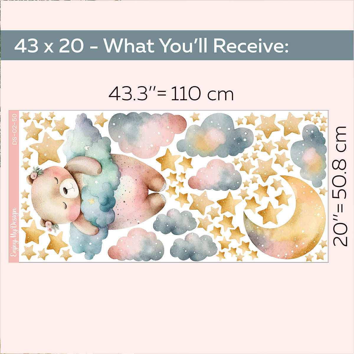 Kids Wall Decal Cute Sleepy Bear Wall Sticker
