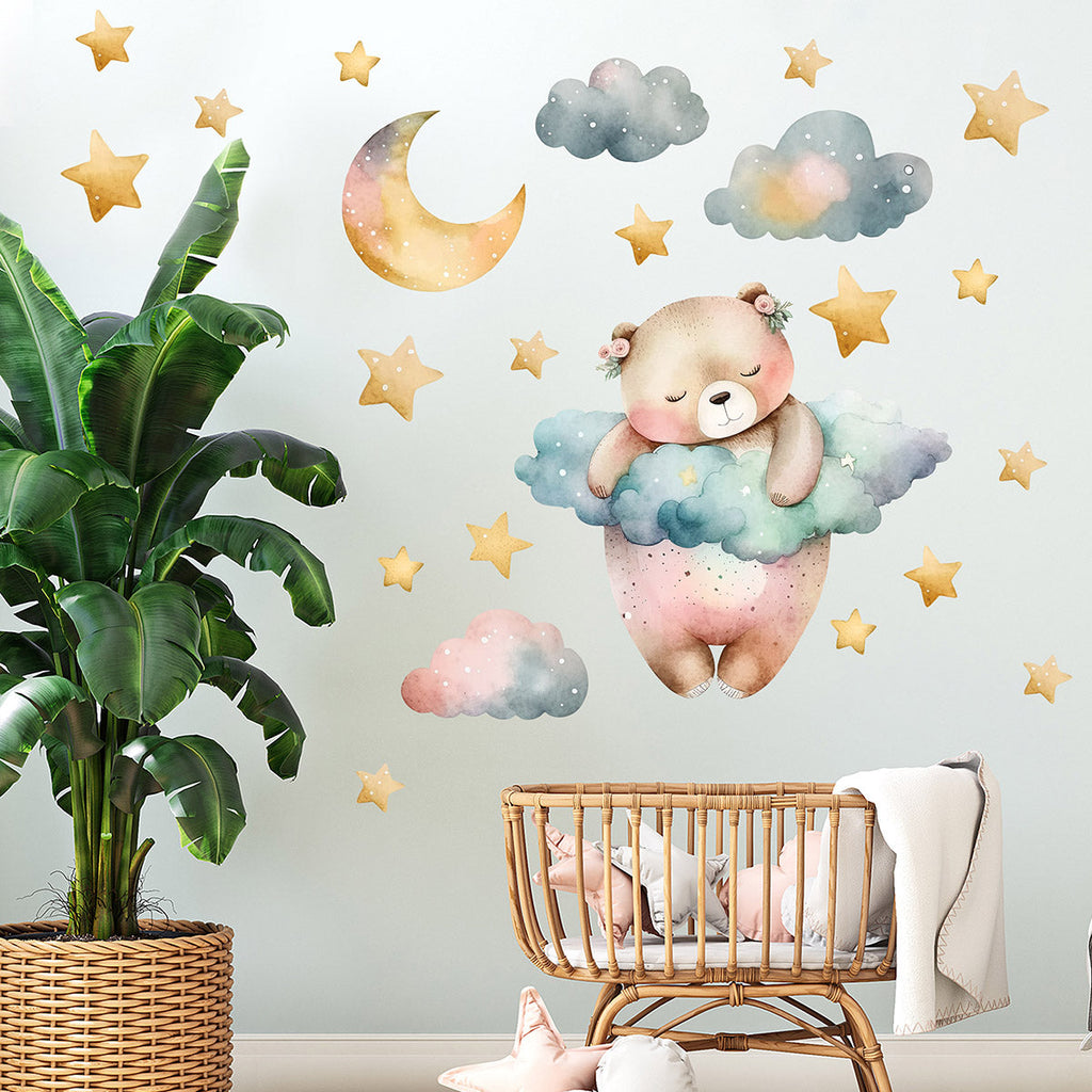 Kids Wall Decal Cute Sleepy Bear Wall Sticker