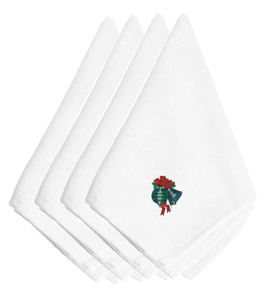 Christmas Ornaments Embroidered Cloth Napkins, Set of 4, Decorative Table Linens, Reusable Napkins EMBT2072NPKE