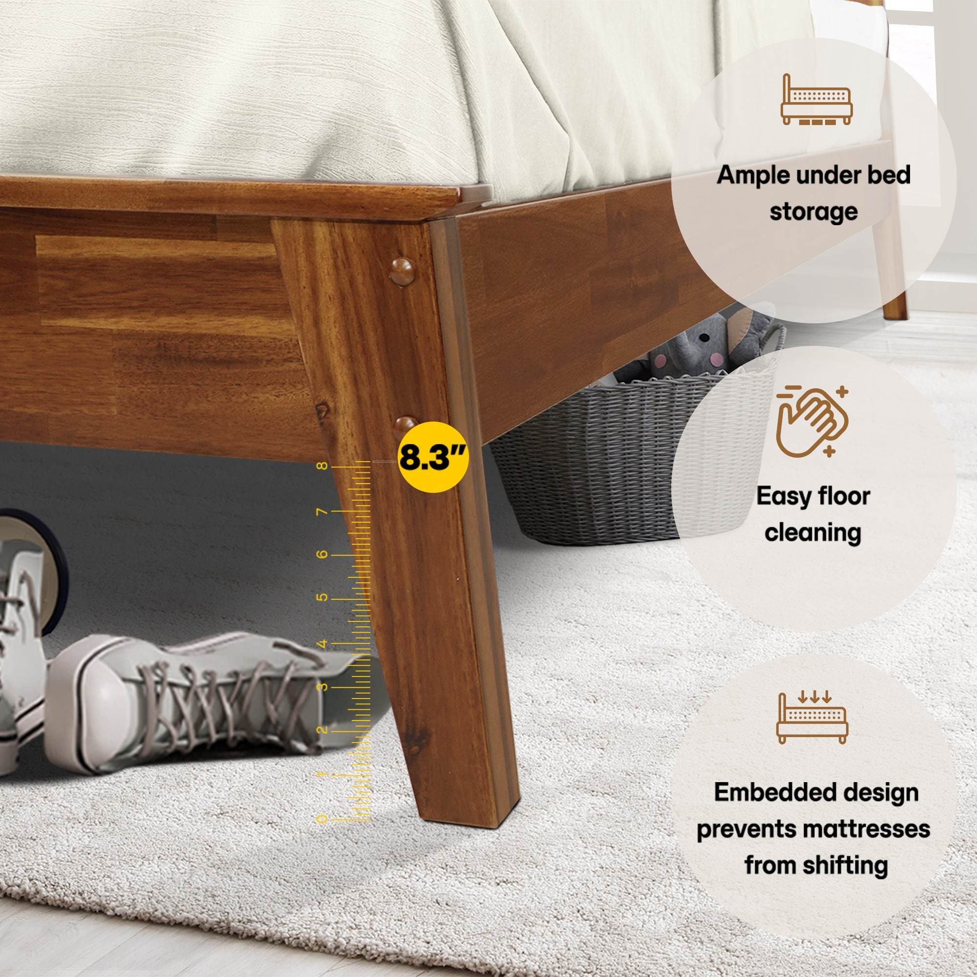 Kaylin Solid Wood Bed Frame