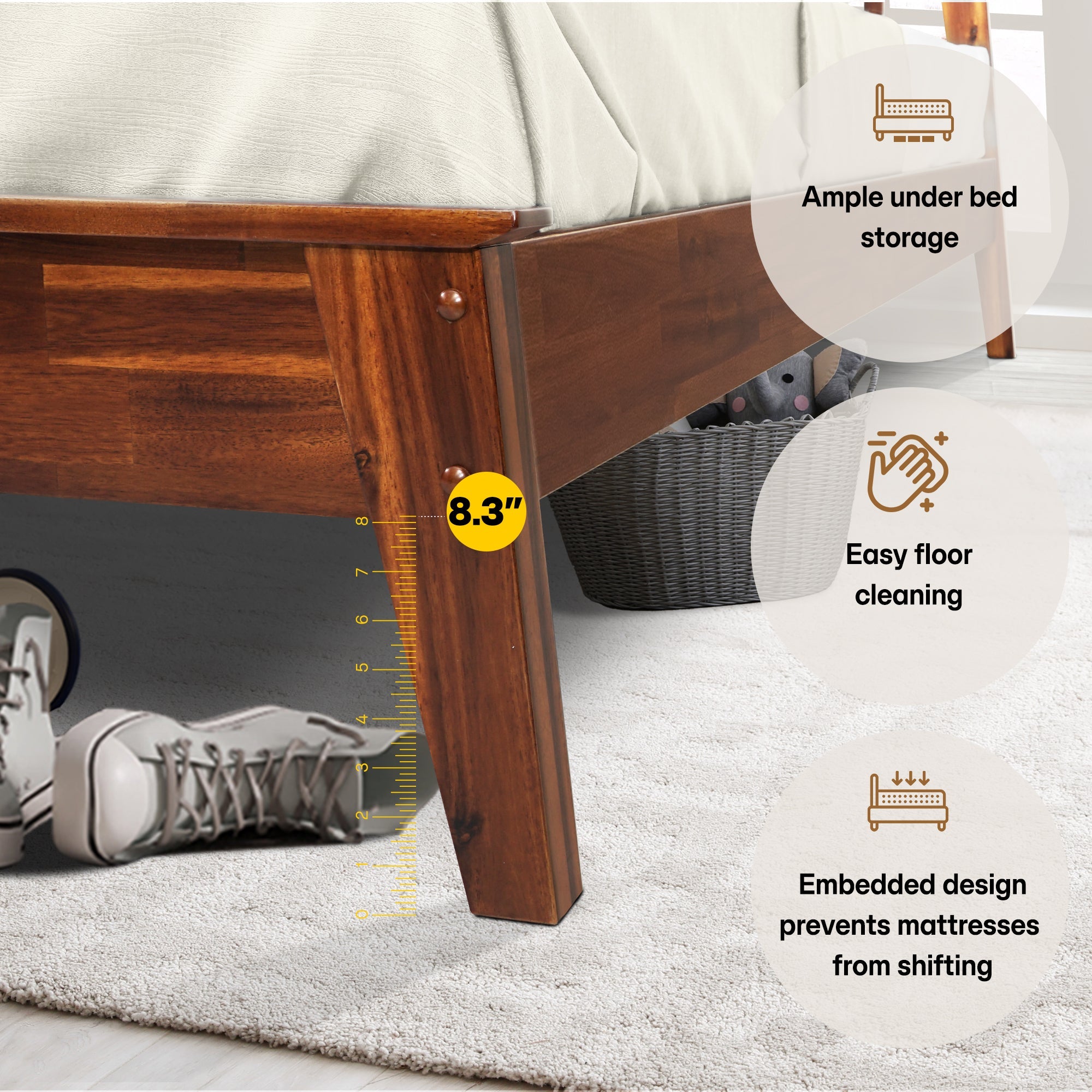 Kaylin Solid Wood Bed Frame