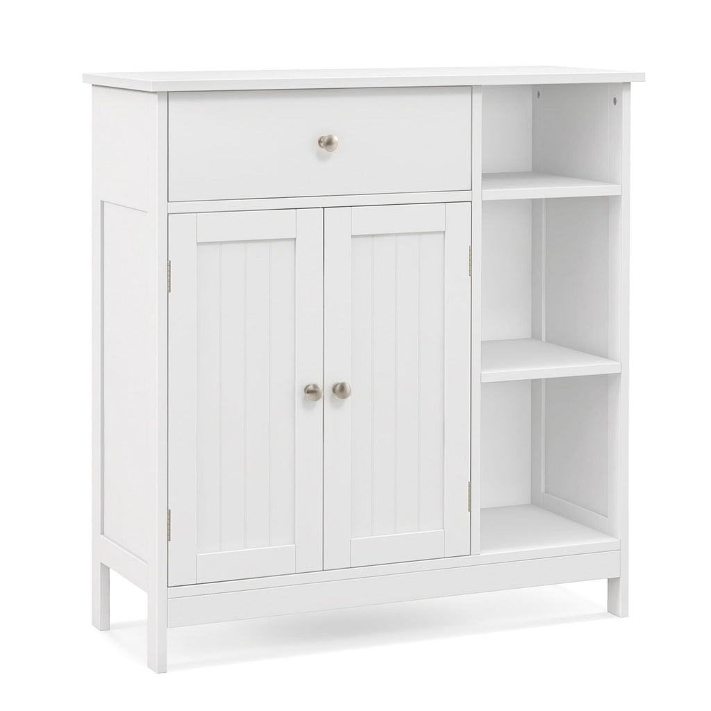 Bathroom Cabinet Floor Cabinet with Drawer and Open Compartments-White