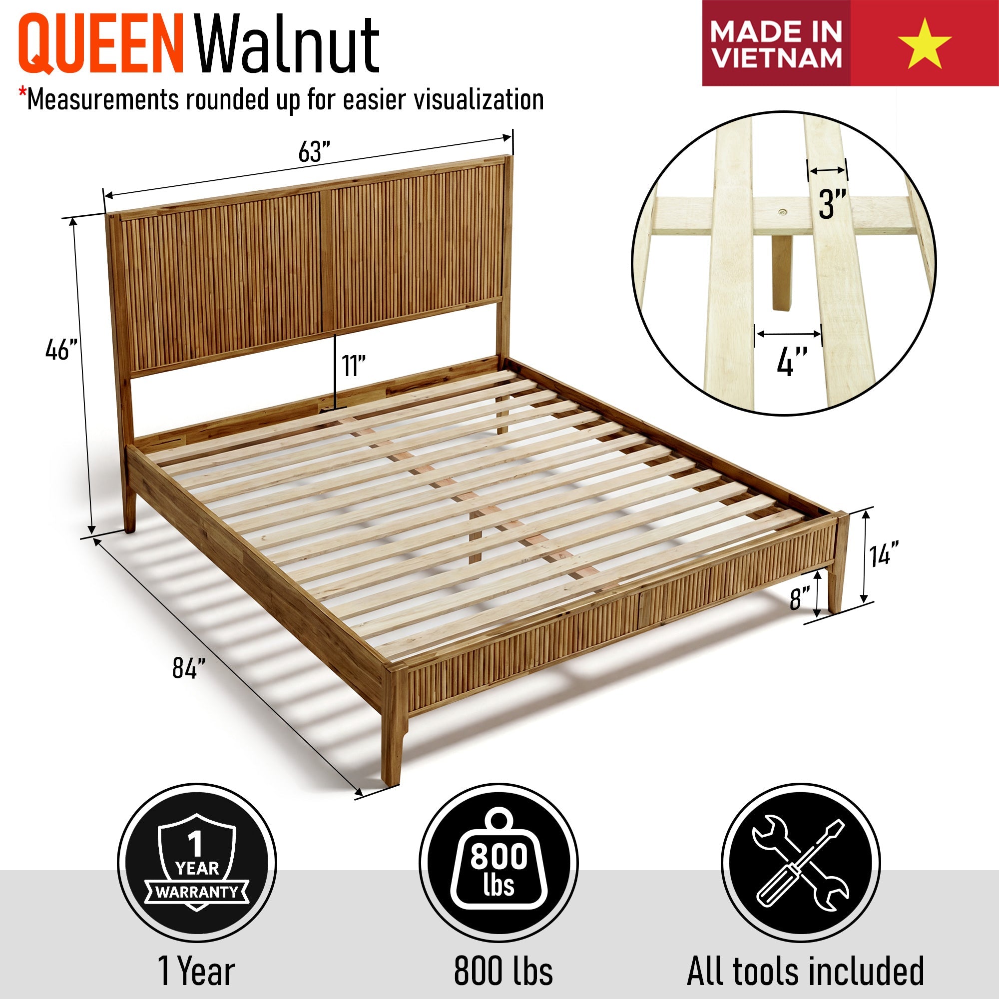Bosk Solid Wood Bed Frame