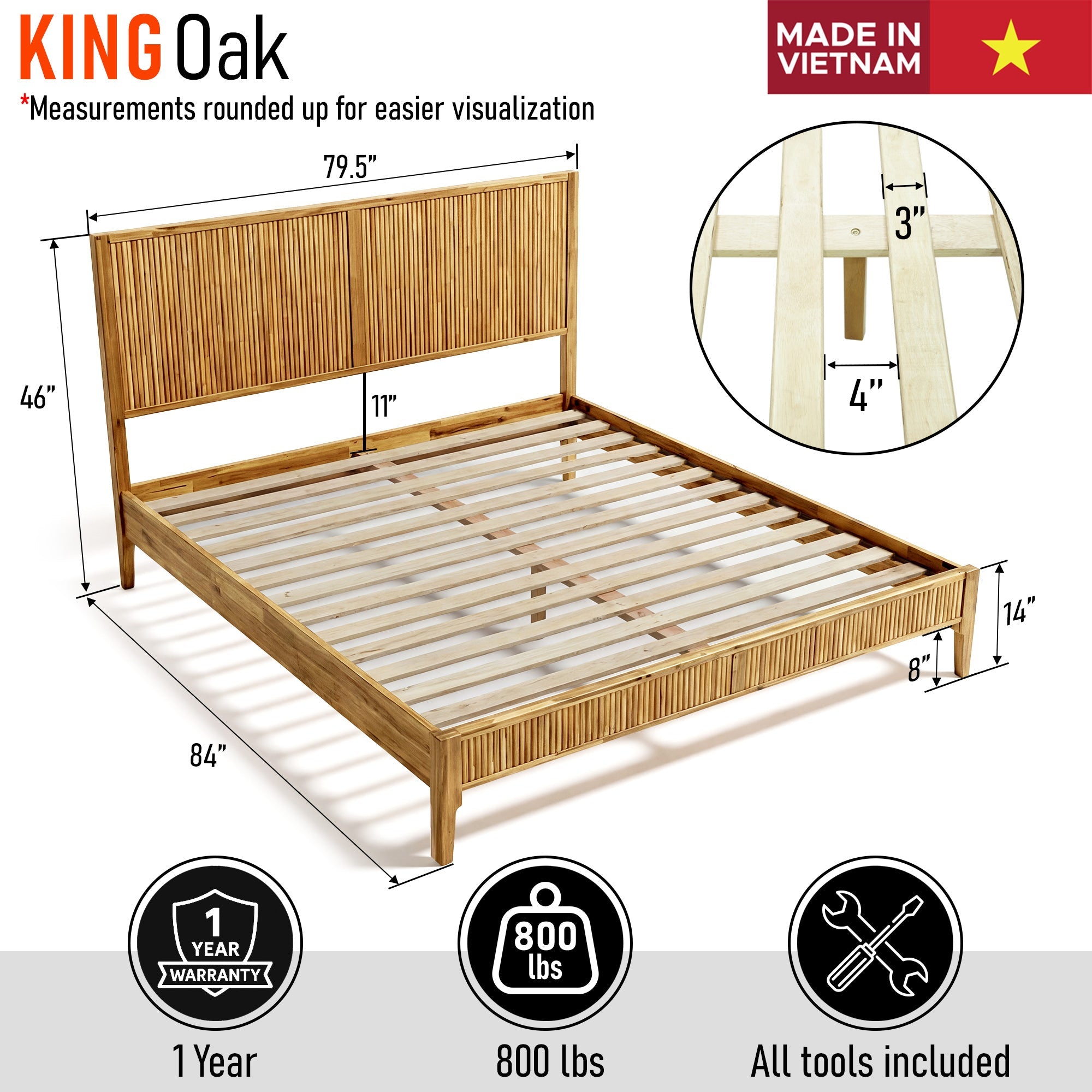 Bosk Solid Wood Bed Frame