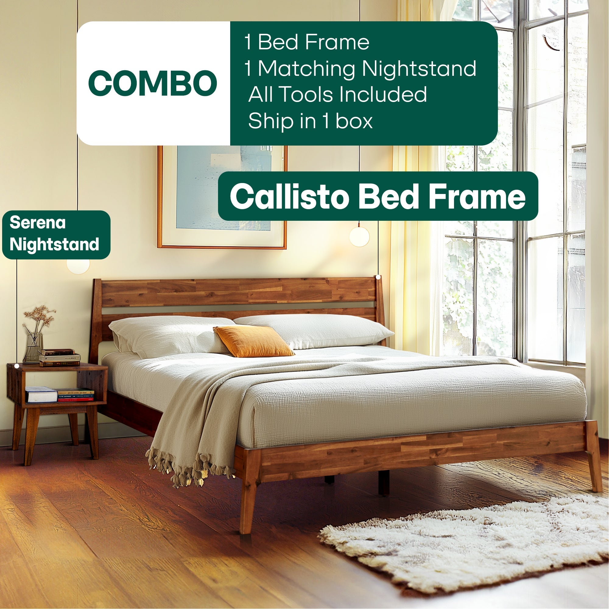 Callisto Solid Wood Bed Frame