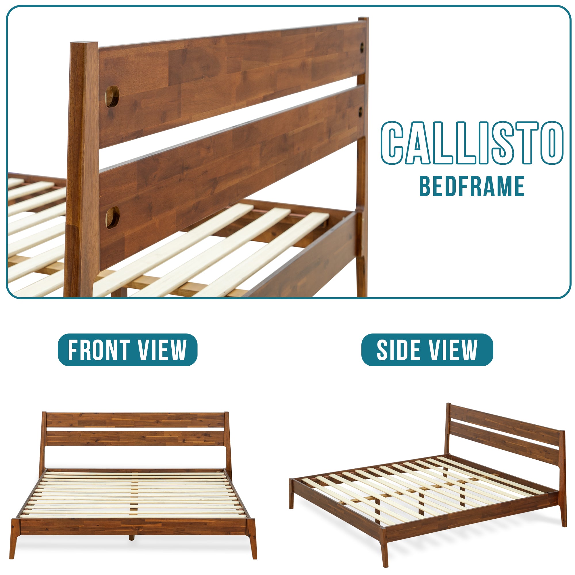 Callisto Solid Wood Bed Frame
