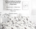 DaDa Bedding Sunshine Yellow Hummingbirds Floral Duvet Cover & Fitted Flat Bed Sheets Set w/ Pillow Cases Window Valances (925)