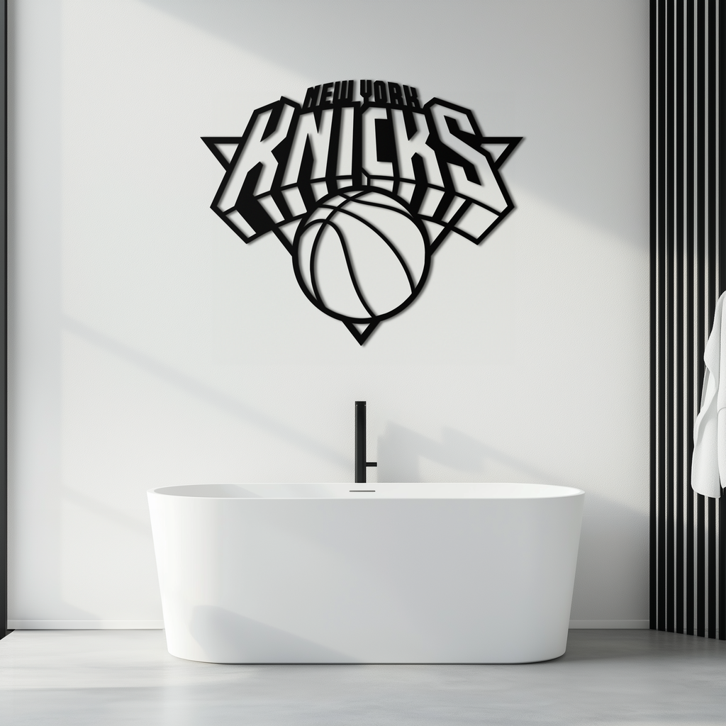 New York Knicks Basketball Logo Metal Wall Art – Bold Sports-Inspired Home Decor- KAF677
