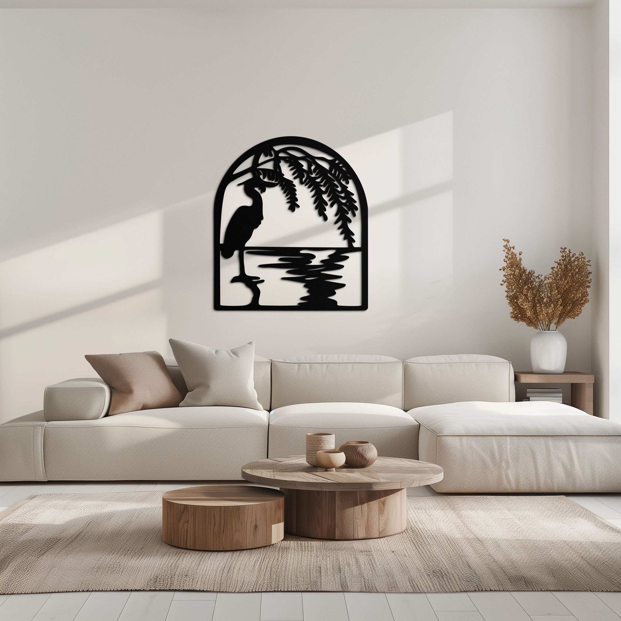Flamingo Lake Scene Metal Wall Art – Tranquil Nature-Inspired Silhouette for Home Decor- KAF686