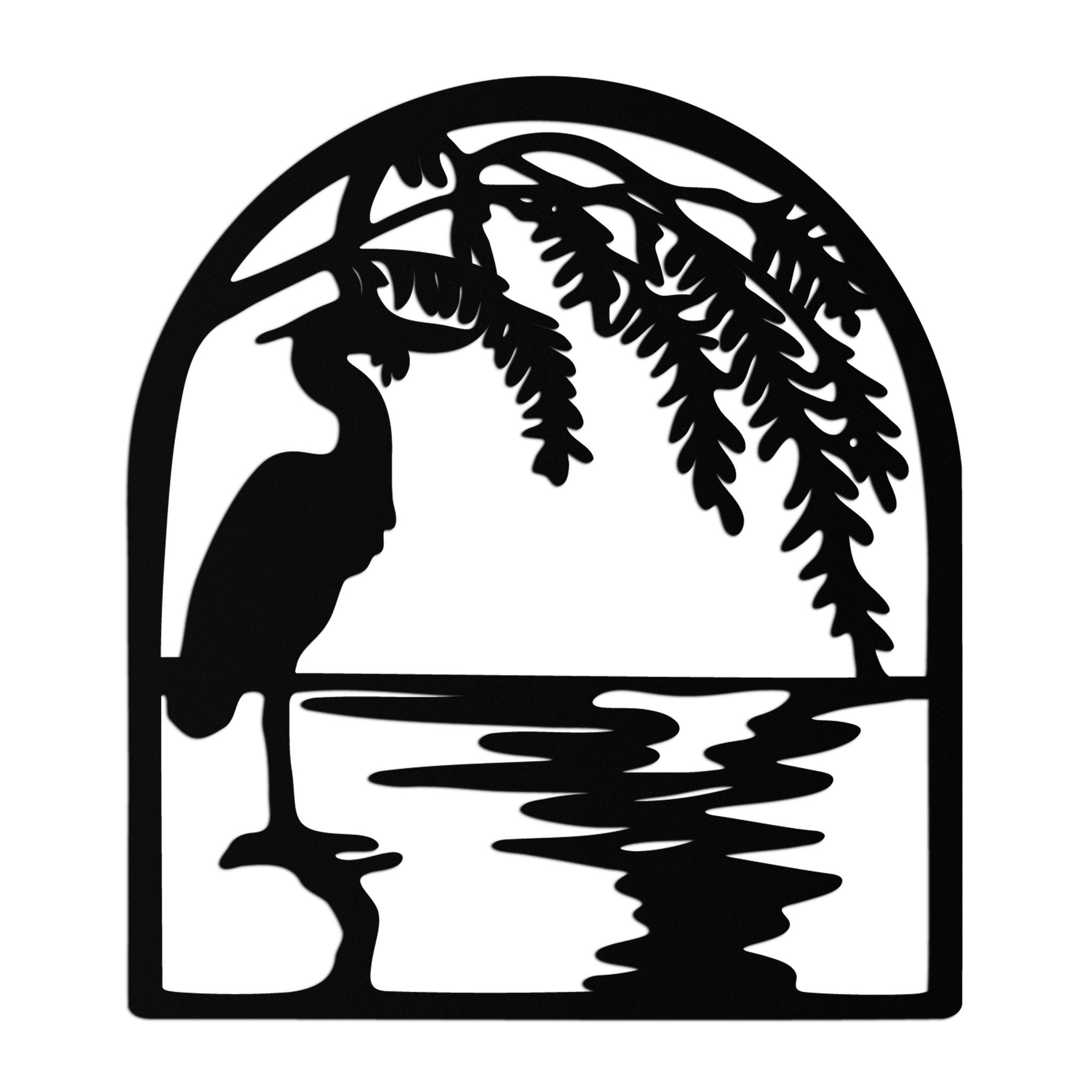 Flamingo Lake Scene Metal Wall Art – Tranquil Nature-Inspired Silhouette for Home Decor- KAF686