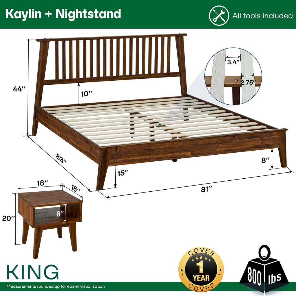 Kaylin Solid Wood Bed Frame