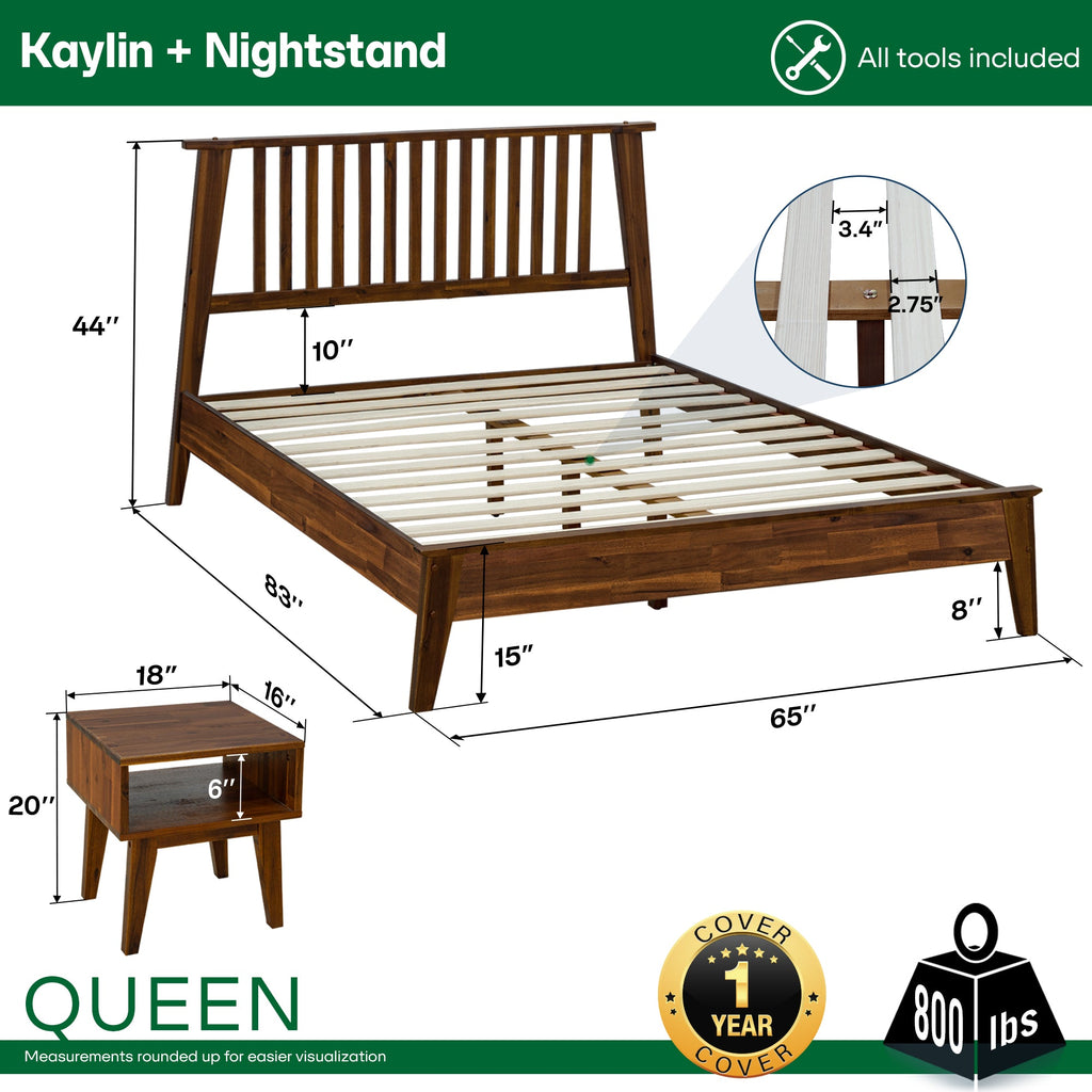 Kaylin Solid Wood Bed Frame