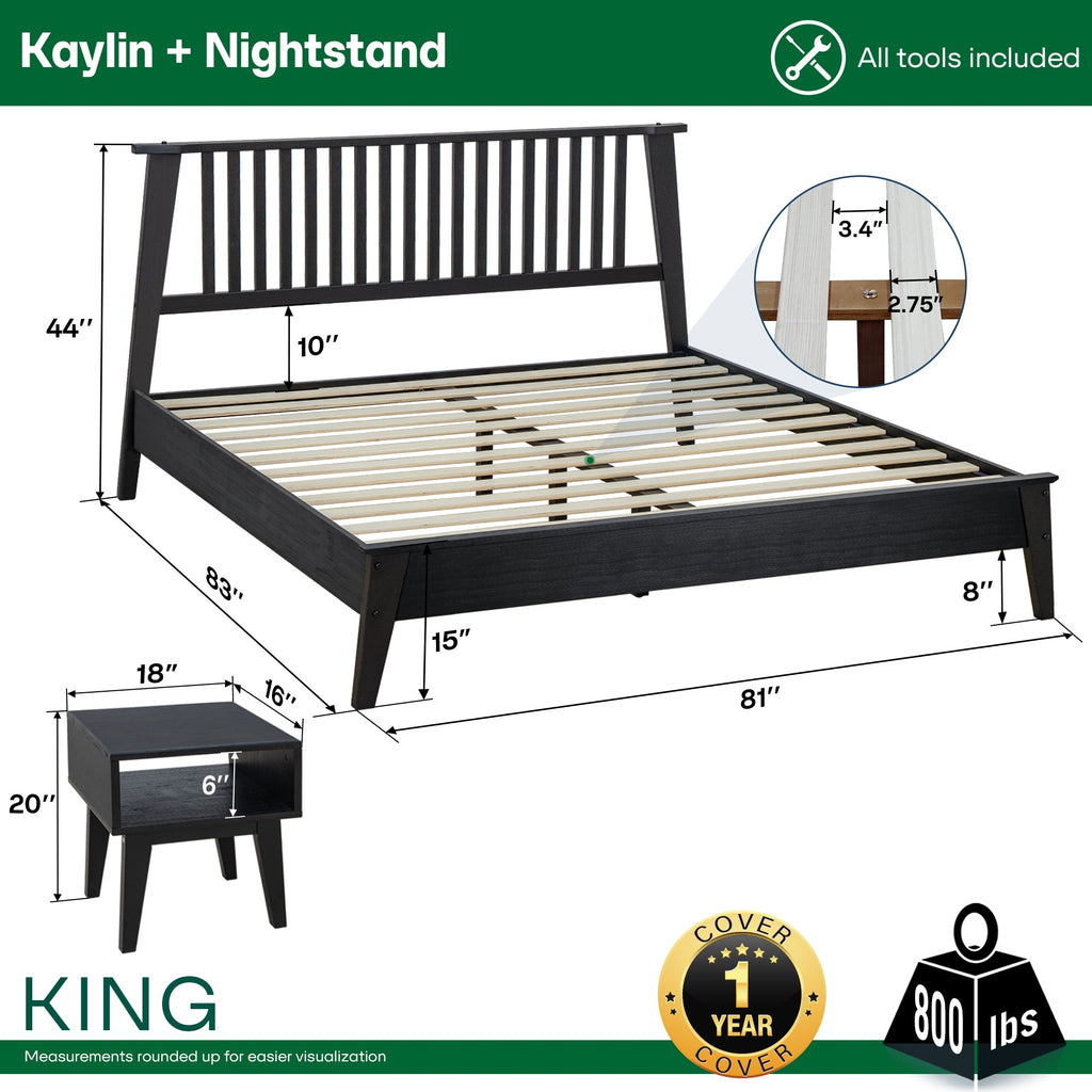Kaylin Solid Wood Bed Frame
