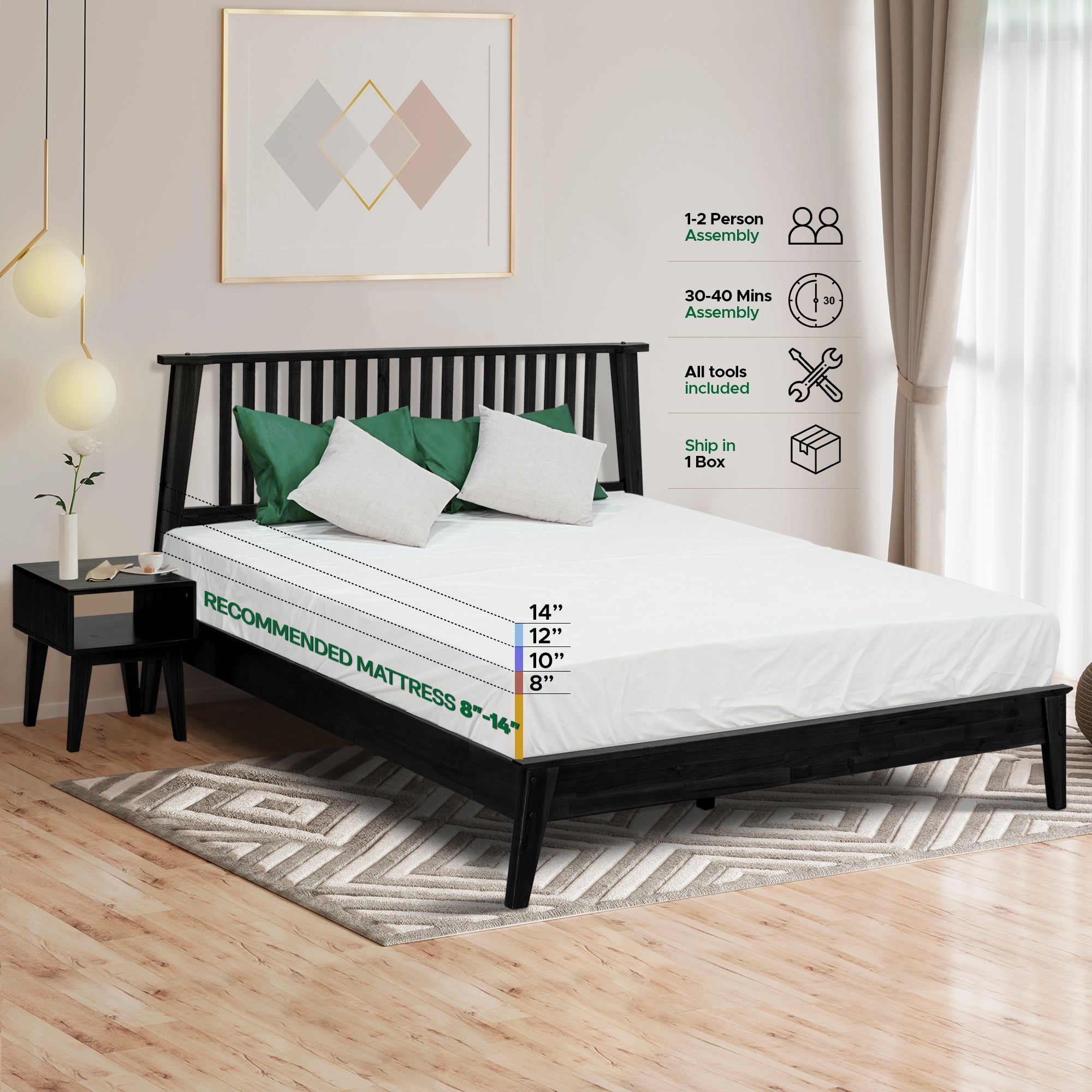 Kaylin Solid Wood Bed Frame