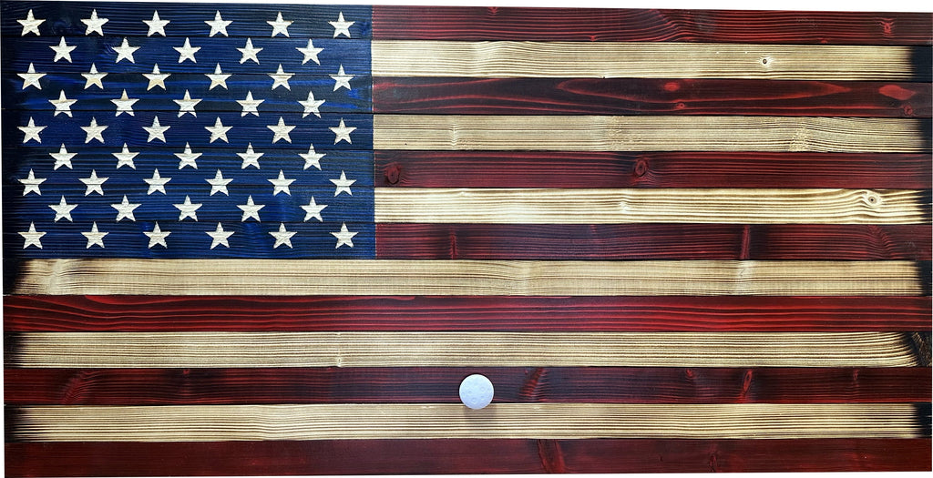 Large American Flag Gun Safe - Quick Access Hidden Gun Safe for Rifles, Shotguns, & Handguns - Gun Concealment Furniture with Magnetic Lock - Gun Self Hidden Storage (Red and Blue)