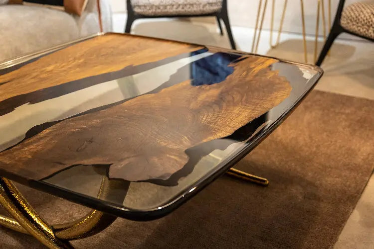 Luxurious Ivory Shaped Epoxy Resin Dining Room Coffee Table