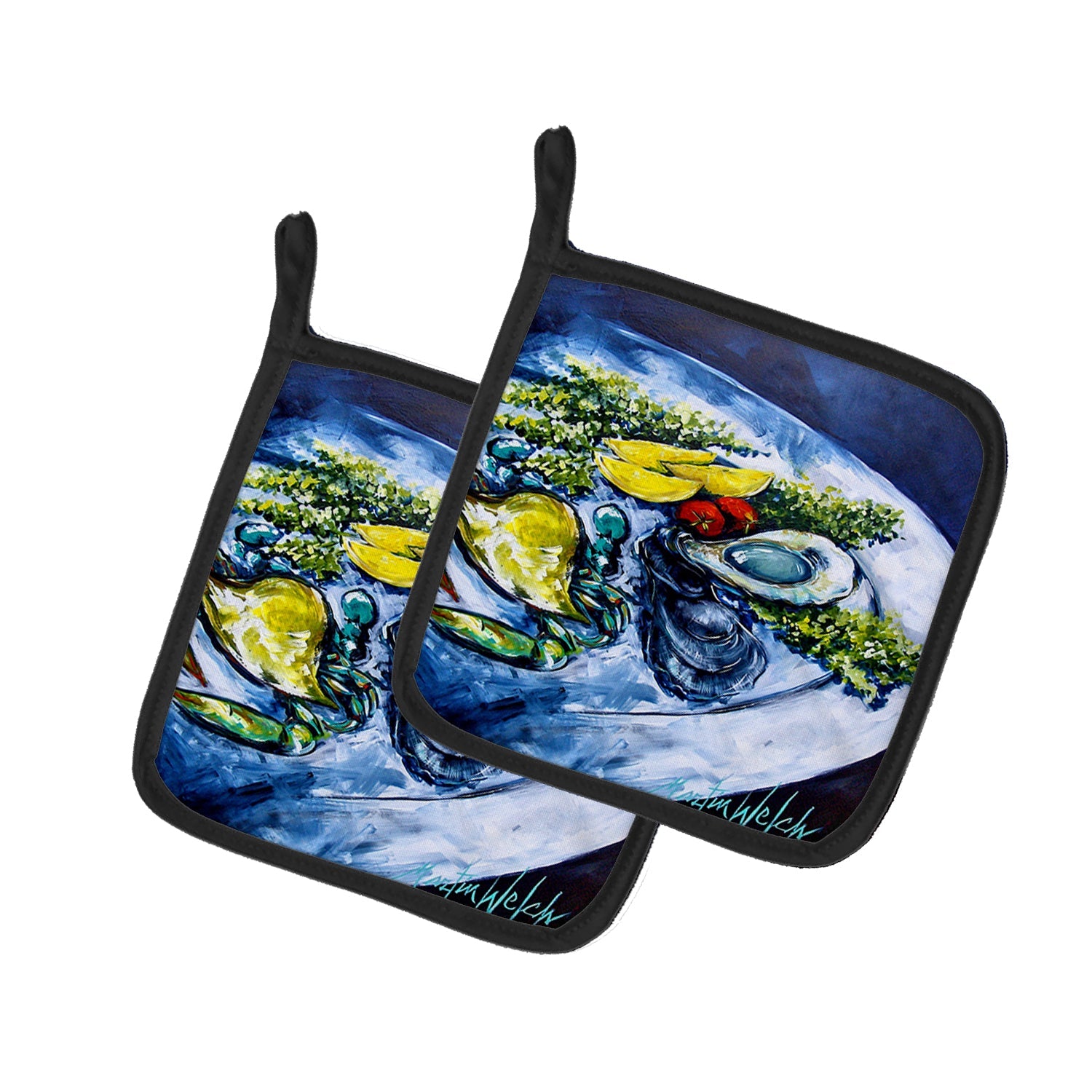 Oyster Plate Pot Holders - Set of 2 Decorative Kitchen Helpers | Made in the USA