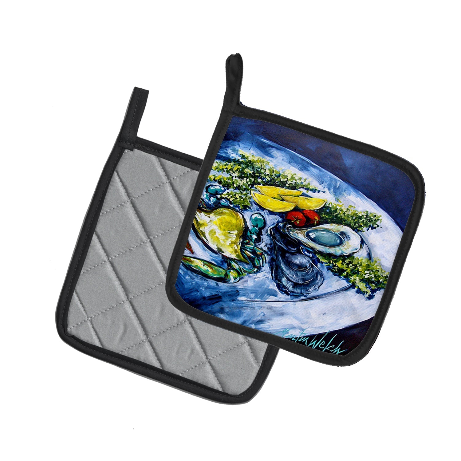 Oyster Plate Pot Holders - Set of 2 Decorative Kitchen Helpers | Made in the USA